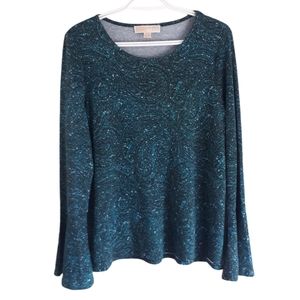 MICHAEL Michael Kors Bell Sleeve Paisley Print Pullover Blouse Size Large